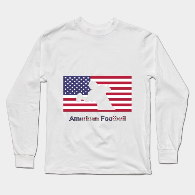 Flag with the silhouette of american football player Long Sleeve T-Shirt by GiCapgraphics